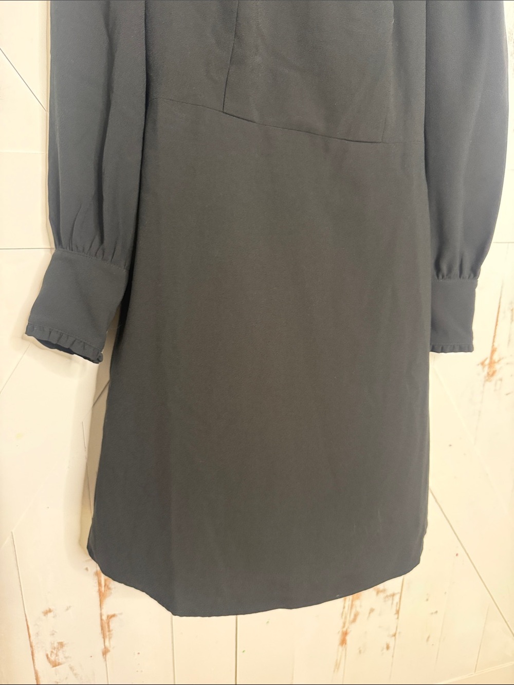 J. Crew Black Long Sleeve Ruffle-Trim Midi Dress - Picture 7 of 12